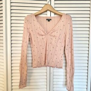 Cottage core wild fable floral thermal pink top